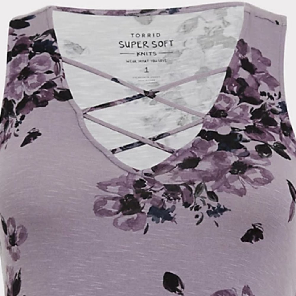 Torrid 1X 4X 5X Tank Top Strappy Babydoll Floral - Picture 2 of 5